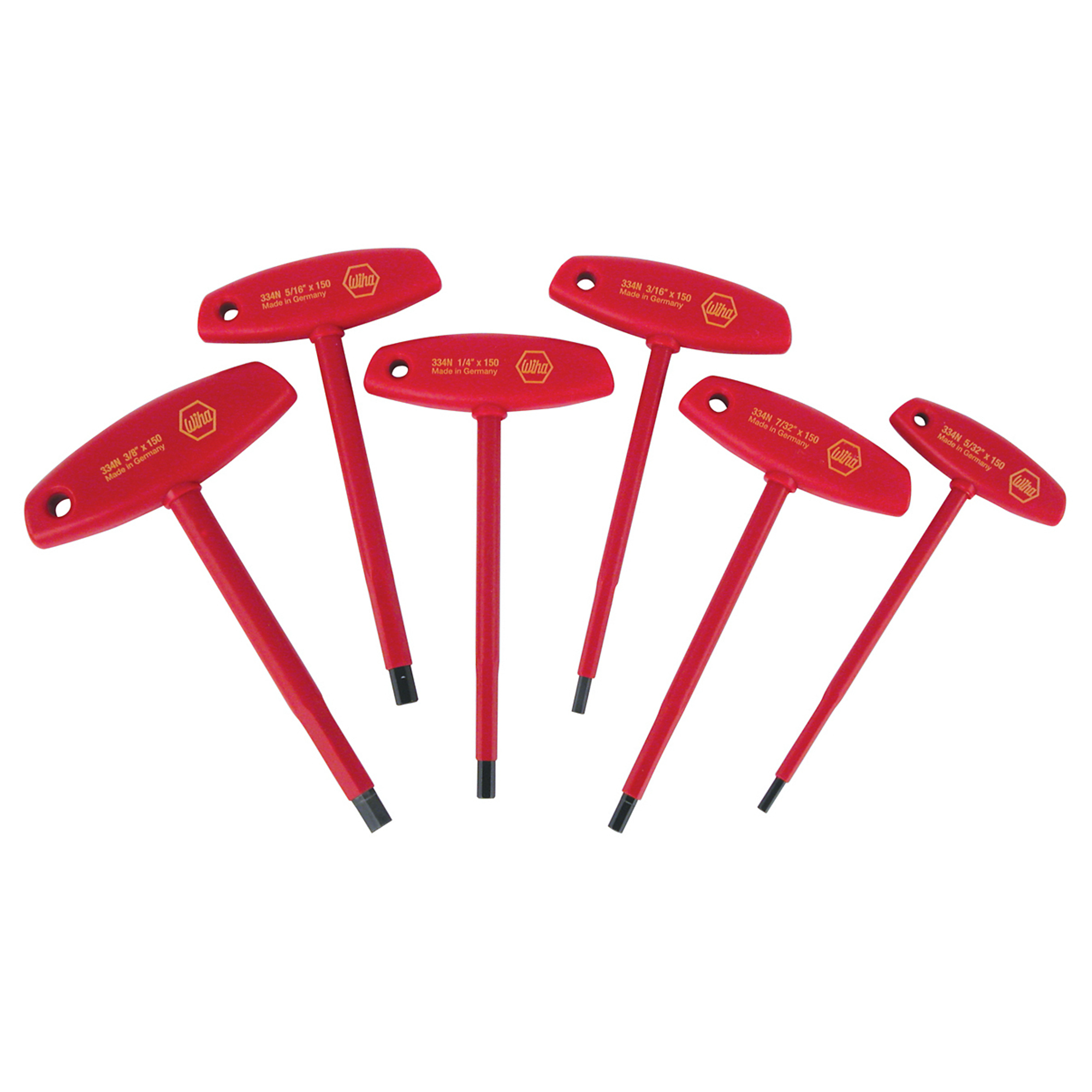 Wiha Tools 6 Piece Insulated T-Handle Hex Screwdriver Set - Inch, Model #33490